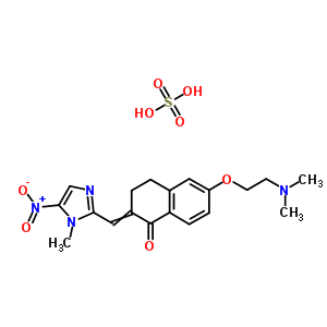 55118-19-9;67664-93-1  6-[2-(dimethylamino)ethoxy]-2-[(1-methyl-5-nitro-1H-imidazol-2-yl)methylidene]-3,4-dihydronaphthalen-1(2H)-one sulfate (1:1)