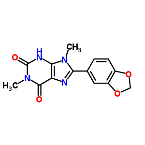 61080-31-7  8-(1,3-benzodioxol-5-yl)-1,9-dimethyl-3,9-dihydro-1H-purine-2,6-dione