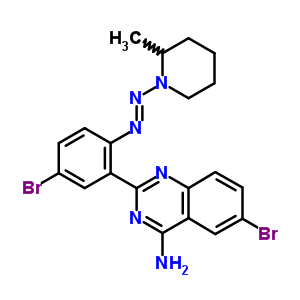 62888-10-2  6-bromo-2-{5-bromo-2-[(E)-(2-methylpiperidin-1-yl)diazenyl]phenyl}quinazolin-4-amine