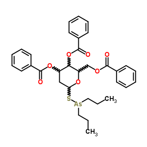 75744-93-3  3,4,6-tri-O-benzoyl-2-deoxy-1-S-(dipropylarsanyl)-1-thiohexopyranose