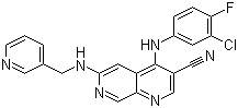 871307-18-5  4-[(3-Chloro-4-fluorophenyl)amino]-6-[(3-pyridinylmethyl)amino]-1,7-naphthyridine-3-carbonitrile