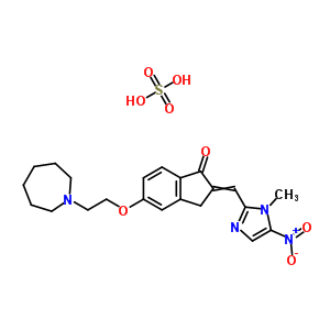 55079-70-4  5-[2-(azepan-1-yl)ethoxy]-2-[(1-methyl-5-nitro-1H-imidazol-2-yl)methylidene]-2,3-dihydro-1H-inden-1-one sulfate (1:1)