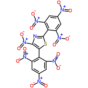 58668-20-5  4-nitro-2,5-bis(2,4,6-trinitrophenyl)-1,3-thiazole 58668-20-5  4-nitro-2,5-bis(2,4,6-trinitrophenyl)-1,3-thiazole