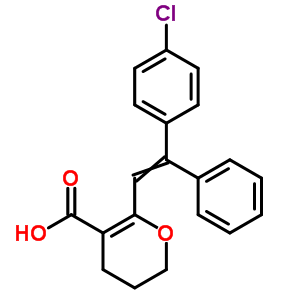 63014-63-1  6-[2-(4-chlorophenyl)-2-phenylethenyl]-3,4-dihydro-2H-pyran-5-carboxylic acid