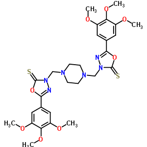 70705-21-4  3,3'-(piperazine-1,4-diyldimethanediyl)bis[5-(3,4,5-trimethoxyphenyl)-1,3,4-oxadiazole-2(3H)-thione]