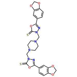 70705-22-5  3,3'-(piperazine-1,4-diyldimethanediyl)bis[5-(1,3-benzodioxol-5-yl)-1,3,4-oxadiazole-2(3H)-thione]