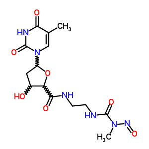 75930-27-7  3-hydroxy-5-(5-methyl-2,4-dioxo-3,4-dihydropyrimidin-1(2H)-yl)-N-(2-{[methyl(nitroso)carbamoyl]amino}ethyl)tetrahydrofuran-2-carboxamide (non-preferred name)