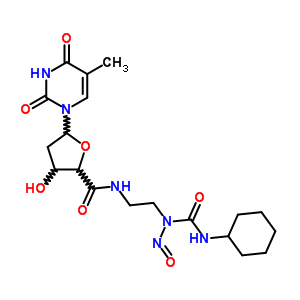 75930-28-8  N-{2-[(cyclohexylcarbamoyl)(nitroso)amino]ethyl}-3-hydroxy-5-(5-methyl-2,4-dioxo-3,4-dihydropyrimidin-1(2H)-yl)tetrahydrofuran-2-carboxamide (non-preferred name)
