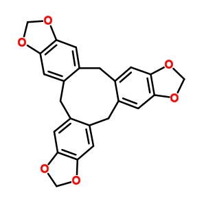 26574-50-5  11,17-dihydro-5H-bis[1,3]benzodioxolo[5',6':4,5;5'',6'':7,8]cyclonona[1,2-f][1,3]benzodioxole (non-preferred name)