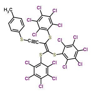 64672-76-0  1,1',1''-({4-[(4-methylphenyl)sulfanyl]but-1-en-3-yne-1,1,2-triyl}trisulfanediyl)tris(pentachlorobenzene)