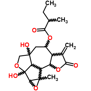 73021-00-8  1b,3a-dihydroxy-8c-methyl-6-methylidene-7-oxododecahydro-1aH-furo[2',3':4,5]oxireno[2,3]azuleno[1,8-bc]furan-5-yl 2-methylbutanoate (non-preferred name)