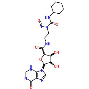 75930-25-5  N-{2-[(cyclohexylcarbamoyl)(nitroso)amino]ethyl}-3,4-dihydroxy-5-(6-oxo-3,6-dihydro-9H-purin-9-yl)tetrahydrofuran-2-carboxamide (non-preferred name)