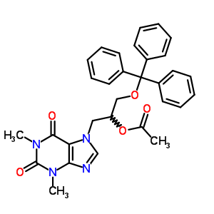 42891-30-5  1-(1,3-dimethyl-2,6-dioxo-1,2,3,6-tetrahydro-7H-purin-7-yl)-3-(trityloxy)propan-2-yl acetate