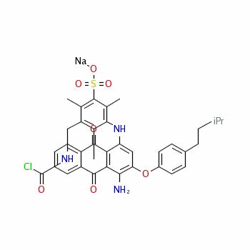 72391-23-2  sodium 2(or 5)-[[1-amino-4-[[3-[[(chloroacetyl)amino]methyl]-2,4,6-trimethylphenyl]amino]-9,10-dihydro-9,10-dioxo-2-anthryl]oxy]-5(or 2)-(tert-butyl)benzenesulphonate