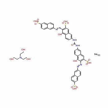 79770-29-9  7,7'-(carbonyldiimino)bis[4-hydroxy-3-[(6-sulpho-2-naphthyl)azo]naphthalene-2-sulphonic] acid, sodium salt, compound with 2,2',2''-nitrilotriethanol