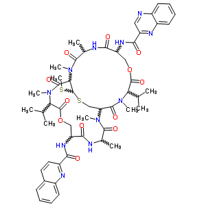77195-99-4  N-{2,4,12,15,17,25-hexamethyl-27-(methylsulfanyl)-3,6,10,13,16,19,23,26-octaoxo-11,24-di(propan-2-yl)-20-[(quinolin-2-ylcarbonyl)amino]-9,22-dioxa-28-thia-2,5,12,15,18,25-hexaazabicyclo[12.12.3]nonacos-7-yl}quinoxaline-2-carboxamide