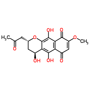 26153-04-8  (2R,4S)-4,5,10-trihydroxy-8-methoxy-2-(2-oxopropyl)-3,4-dihydro-2H-benzo[g]chromene-6,9-dione