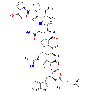 79873-93-1  N~5~-(diaminomethylidene)-N~2~-{[(2S)-1-(L-alpha-glutamyl-L-tryptophyl)-2,5-dihydro-1H-pyrrol-2-yl]carbonyl}-L-ornithyl-L-prolyl-N~1~-{(2S,3S)-1-[(2S)-2-{[(2S)-2-carboxy-2,5-dihydro-1H-pyrrol-1-yl]carbonyl}pyrrolidin-1-yl]-3-methyl-1-oxopentan-2-yl}-L-glu