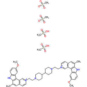 116963-06-5  2,2'-(4,4'-bipiperidine-1,1'-diyldiethane-2,1-diyl)bis(10-methoxy-6-methyl-7H-pyrido[4,3-c]carbazol-2-ium) methanesulfonate methanesulfonic acid (1:2:2)