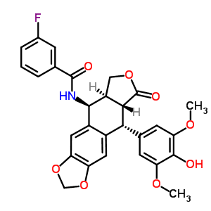 147912-43-4  3-fluoro-N-[(5S,5aS,8aR,9R)-9-(4-hydroxy-3,5-dimethoxyphenyl)-8-oxo-5,5a,6,8,8a,9-hexahydrofuro[3',4':6,7]naphtho[2,3-d][1,3]dioxol-5-yl]benzamide