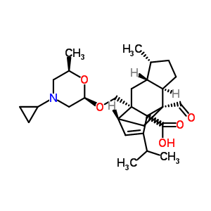 250243-97-1  (1R, 4S, 4aR, 7R, 7aR, 8aS) -8a- ({[(2R, 6R) -4-cyklopropyl-6-metylmorfin-2-yl]oksy}metyl) -4-formyl-7-metyl-3- (propan-2-yl) -4,4a, 5,6,7,7a, 8,8a-oktahydro-1,4-metano-s-indacen-3a (1H)-karboksylsyre