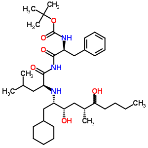 156465-93-9  Nalpha-(tert-butoxycarbonyl)-N-[(2S)-2-{[(2S,3S,5R)-1-cyclohexyl-3,6-dihydroxy-5-methyldecan-2-yl]amino}-4-methylpentanoyl]-L-phenylalaninamide