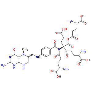 50998-20-4  (2S,6R)-2-amino-6-{[(4S)-4-amino-4-carboxybutanoyl](4-{[(2-amino-5-methyl-4-oxo-1,4,5,6,7,8-hexahydropteridin-6-yl)methyl]amino}benzoyl)amino}-6-({[(4S)-4-amino-4-carboxybutanoyl]oxy}carbonyl)-5-oxononanedioic acid (non-preferred name)