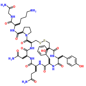 57511-54-3  1-{[7-(2-amino-2-oxoethyl)-10-(3-amino-3-oxopropyl)-13-benzyl-19-hydroxy-16-(4-hydroxybenzyl)-6,9,12,15,18-pentaoxo-1,2-dithia-5,8,11,14,17-pentaazacycloicosan-4-yl]carbonyl}prolyllysylglycinamide