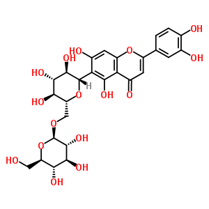 98568-80-0  (1S)-1,5-anhydro-1-[2-(3,4-dihydroxyphenyl)-5,7-dihydroxy-4-oxo-4H-chromen-6-yl]-6-O-beta-D-glucopyranosyl-D-glucitol