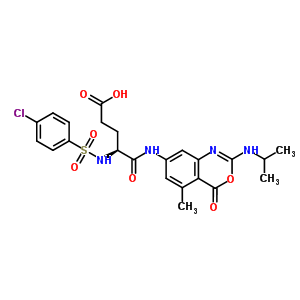 138006-80-1  N~2~-[(4-chlorophenyl)sulfonyl]-N-[5-methyl-4-oxo-2-(propan-2-ylamino)-4H-3,1-benzoxazin-7-yl]-L-alpha-glutamine