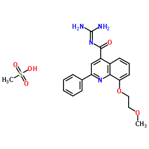 181049-21-8  N-(diaminomethylidene)-8-(2-methoxyethoxy)-2-phenylquinoline-4-carboxamide methanesulfonate (1:1)
