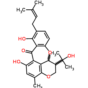 50875-10-0  6,8-dihydroxy-1-(2-hydroxypropan-2-yl)-4-methyl-9-(3-methylbut-2-en-1-yl)-1,12a-dihydrochromeno[4,5-bc][1]benzoxepin-7(2H)-one