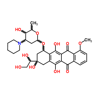 70844-21-2;71048-80-1  3-(1,2-dihydroxyethyl)-3,5,12-trihydroxy-10-methoxy-6,11-dioxo-1,2,3,4,6,11-hexahydrotetracen-1-yl 2,3,6-trideoxy-3-piperidin-1-ylhexopyranoside