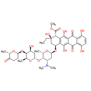 76264-94-3  methyl (1R,2R,4S)-2-ethyl-2,5,7,10,12-pentahydroxy-6,11-dioxo-4-{[2,3,6-trideoxy-4-O-{2,6-dideoxy-4-O-[(2R,6S)-6-methyl-5-oxotetrahydro-2H-pyran-2-yl]-alpha-L-lyxo-hexopyranosyl}-3-(dimethylamino)-alpha-L-lyxo-hexopyranosyl]oxy}-1,2,3,4,6,11-hexahydrotetr