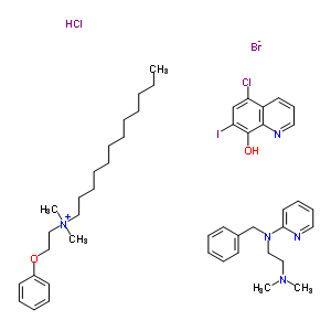 78837-99-7  N-benzyl-N',N'-dimethyl-N-(2-pyridyl)ethane-1,2-diamine; 5-chloro-7-iodo-quinolin-8-ol; dodecyl-dimethyl-(2-phenoxyethyl)ammonium; bromide; hydrochloride