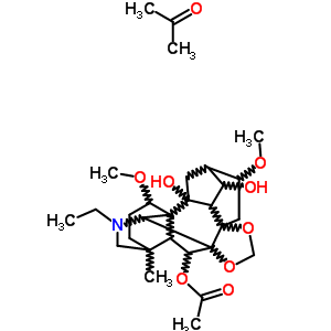 93627-25-9  14-ethyl-2,4-dihydroxy-6,19-dimethoxy-16-methyl-9,11-dioxa-14-azaheptacyclo[10.7.2.1~2,5~.0~1,13~.0~3,8~.0~8,12~.0~16,20~]docos-21-yl acetate - propan-2-one (1:1) (non-preferred name)