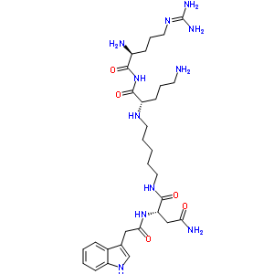 114355-42-9  N~1~-(5-{[(2S)-5-amino-1-{[N~5~-(diaminomethylidene)-L-ornithyl]amino}-1-oxopentan-2-yl]amino}pentyl)-N~2~-(1H-indol-3-ylacetyl)-L-aspartamide