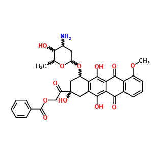 41962-28-1;59367-03-2  2-{4-[(3-amino-2,3,6-trideoxyhexopyranosyl)oxy]-2,5,12-trihydroxy-7-methoxy-6,11-dioxo-1,2,3,4,6,11-hexahydrotetracen-2-yl}-2-oxoethyl benzoate