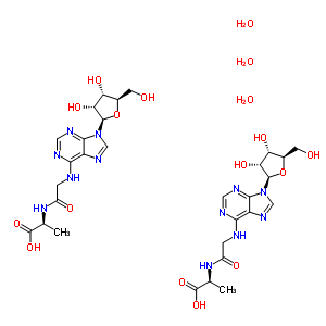 61088-71-9  (2S)-2-{[({9-[(2R,3R,4S,5R)-3,4-dihydroxy-5-(hydroxymethyl)tetrahydrofuran-2-yl]-9H-purin-6-yl}amino)acetyl]amino}propanoic acid hydrate (2:3) (non-preferred name)