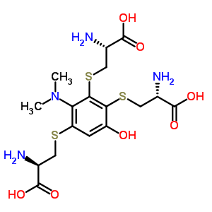 71307-18-1  (2R,2'R,2''R)-3,3',3''-{[3-(dimethylamino)-6-hydroxybenzene-1,2,4-triyl]trisulfanediyl}tris(2-aminopropanoic acid) (non-preferred name)