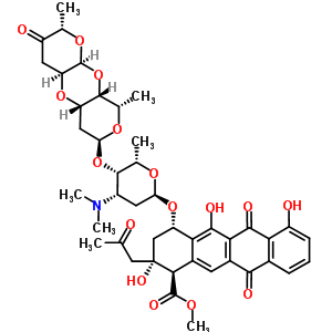 78193-30-3  methyl (1R,2S,4S)-4-{[(2R,4S,5S,6S)-4-(dimethylamino)-5-{[(2S,4aS,5aS,7S,9S,9aR,10aR)-2,9-dimethyl-3-oxooctahydro-2H,5aH-dipyrano[2,3-b:4',3'-e][1,4]dioxin-7-yl]oxy}-6-methyltetrahydro-2H-pyran-2-yl]oxy}-2,5,7-trihydroxy-6,11-dioxo-2-(2-oxopropyl)-1,2,3,4