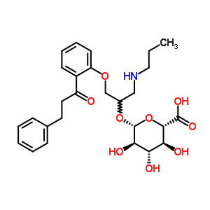 91411-76-6  1-[2-(3-phenylpropanoyl)phenoxy]-3-(propylamino)propan-2-yl beta-D-glucopyranosiduronic acid