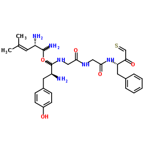 93674-87-4  N-[(2S)-2-amino-1-{[(2S)-1,2-diamino-4-methylpent-3-en-1-yl]oxy}-3-(4-hydroxyphenyl)propyl]glycyl-N-[(2S)-3-oxo-1-phenyl-4-thioxobutan-2-yl]glycinamide