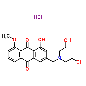 121211-39-0  3-{[bis(2-hydroxyethyl)amino]methyl}-1-hydroxy-8-methoxyanthracene-9,10-dione hydrochloride (1:1)