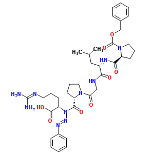20283-89-0  1-[(benzyloxy)carbonyl]-N-[(2S)-1-({2-[(2S)-2-{[(2E)-1-{(1S)-1-carboxy-4-[(diaminomethylidene)amino]butyl}-3-phenyltriaz-2-en-1-yl]carbonyl}pyrrolidin-1-yl]-2-oxoethyl}amino)-4-methyl-1-oxopentan-2-yl]-L-prolinamide