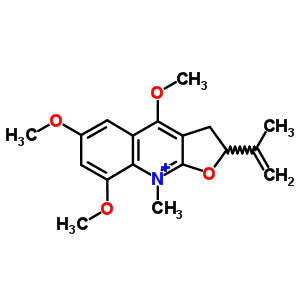52768-97-5  4,6,8-trimethoxy-9-methyl-2-(prop-1-en-2-yl)-2,3-dihydrofuro[2,3-b]quinolin-9-ium