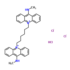 75340-88-4  10,10'-hexane-1,6-diylbis[9-(methylamino)acridinium] chloride hydrochloride (1:2:1)