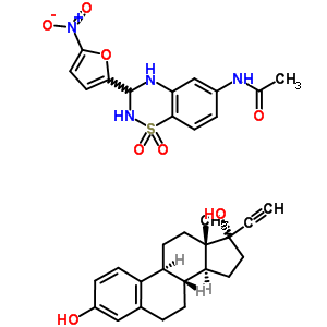 78920-52-2  N-[3-(5-nitrofuran-2-yl)-1,1-dioxido-3,4-dihydro-2H-1,2,4-benzothiadiazin-6-yl]acetamide - 17-ethynylestra-1,3,5(10)-triene-3,17-diol (1:1)