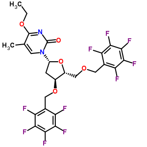 99268-61-8  1-[2-deoxy-3,5-bis-O-(pentafluorobenzyl)-beta-D-erythro-pentofuranosyl]-4-ethoxy-5-methylpyrimidin-2(1H)-one
